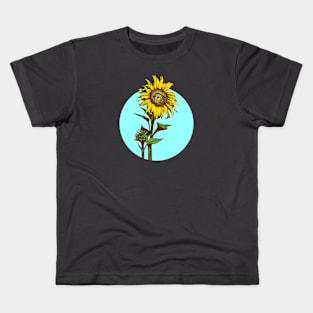 Sunflower in sky circle Kids T-Shirt